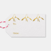 Merry Kissmas Modern Green und Gold Mistletoe Geschenkanhänger (Rückseite Horizontal)