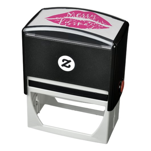 Merry Kissmas | Trendy Script Typographic Lips Permastempel (Produkt)