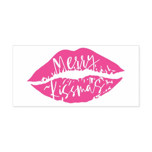 Merry Kissmas | Trendy Script Typographic Lips Permastempel (Design)
