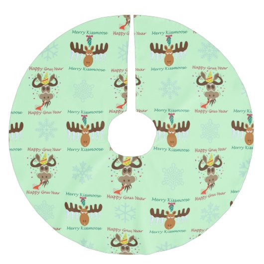 Merry Kissmoose_Happy Gnu Jahr_Xmas Urlaub Polyester Weihnachtsbaumdecke (Vorderseite)