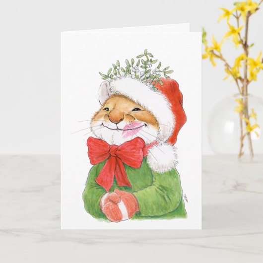 "Merry Kissmouse" Weihnachtskarte Karte (Gelbe Blume)