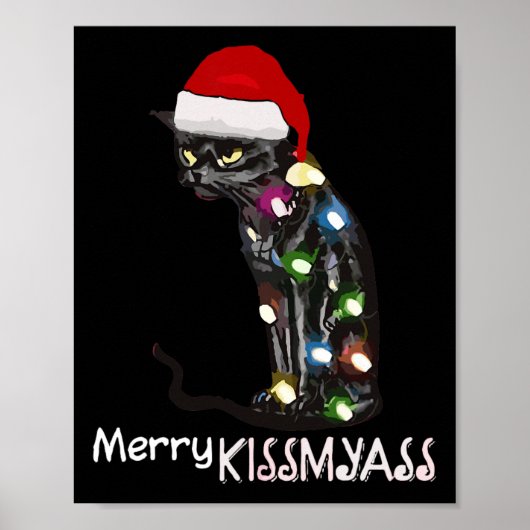Merry Kissmy Fun Cat Christmas Lights 3 Poster (Vorne)