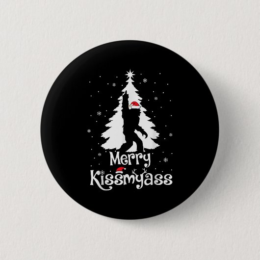 Merry Kissmy Funny Bigfoot Yeti Sasquatch Christma Button (Vorderseite)