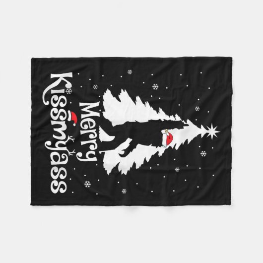 Merry Kissmy Funny Bigfoot Yeti Sasquatch Christma Fleecedecke (Vorderseite (Horizontal))