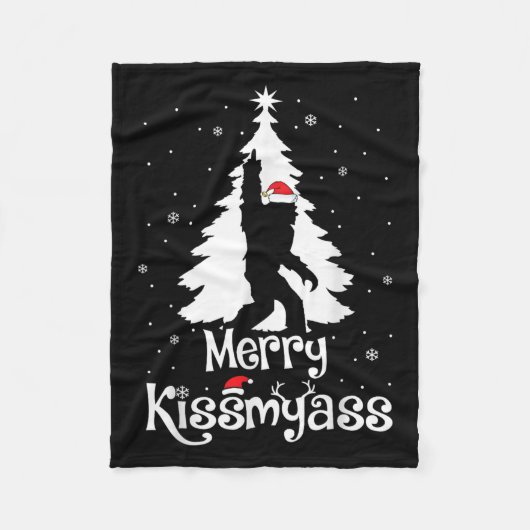 Merry Kissmy Funny Bigfoot Yeti Sasquatch Christma Fleecedecke (Vorderseite)