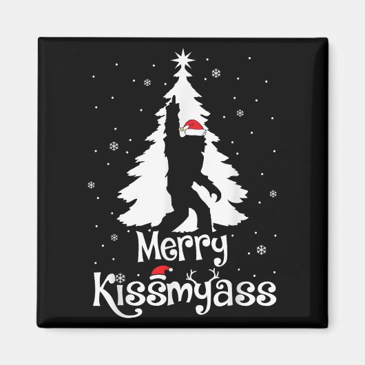 Merry Kissmy Funny Bigfoot Yeti Sasquatch Christma Magnet (Vorne)