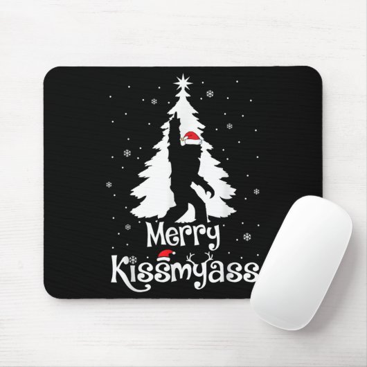 Merry Kissmy Funny Bigfoot Yeti Sasquatch Christma Mousepad (Mit Mouse)