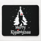 Merry Kissmy Funny Bigfoot Yeti Sasquatch Christma Mousepad (Vorne)