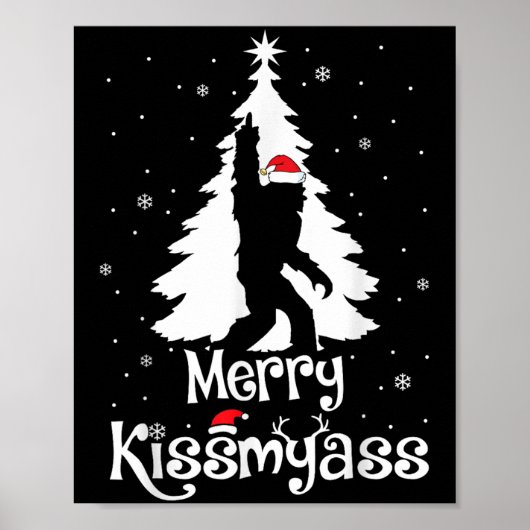Merry Kissmy Funny Bigfoot Yeti Sasquatch Christma Poster (Vorne)