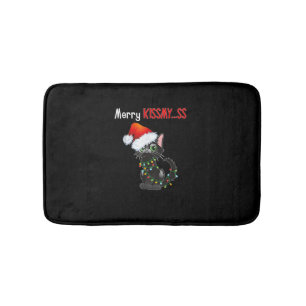 Merry Kissmy..ss Black Cat Christmas Lights Cin Badematte