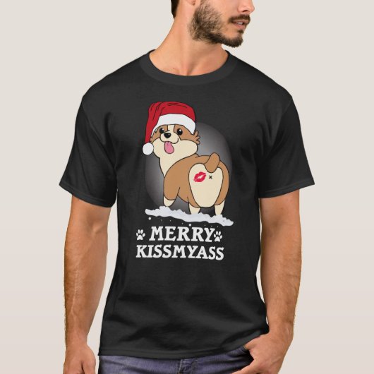Merry KissMyAss Corgi Christmas Classic T - Shirt (Vorderseite)