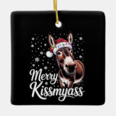 Merry Kissmyass Donkey Sarcastic Xmas Funny Pajama Keramikornament (Vorderseite)