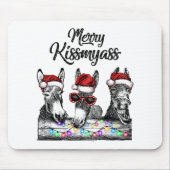 Merry Kissmyass Donkey Weihnachtsmannmütze String Mousepad (Vorne)