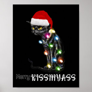 Merry Kissmyass Fun Katze Weihnachtsbeleuchtung 1 Poster