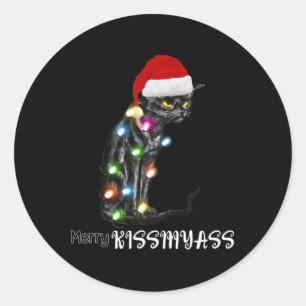 Merry Kissmyass Fun Weihnachtsbeleuchtung Runder Aufkleber