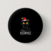 Merry Kissmyass Funny Cat Christmas Lights Premium Button (Vorderseite)