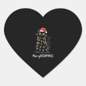 Merry Kissmyass Funny Cat Christmas Lights Premium Herz-Aufkleber (Vorderseite)