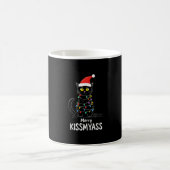 Merry Kissmyass Funny Cat Christmas Lights Premium Kaffeetasse (Mittel)