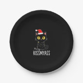 Merry Kissmyass Funny Cat Christmas Lights Premium Pappteller (Vorderseite)