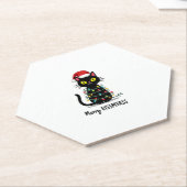 Merry Kissmyass Funny Cat Christmas Lights Premium Untersetzer (angewinkelt)