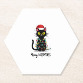Merry Kissmyass Funny Cat Christmas Lights Premium Untersetzer (Vorderseite)