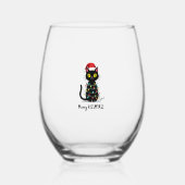 Merry Kissmyass Funny Cat Christmas Lights Premium Weinglas Ohne Stiel (Vorderseite)