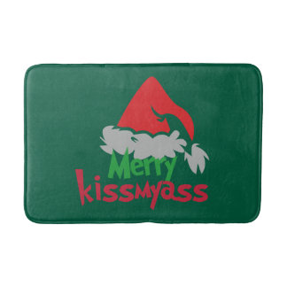 Merry Kissmyass Funny Christmas Bath Mat Badematte