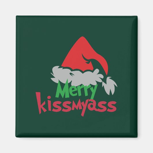 Merry Kissmyass Funny Christmas Magnet (Vorne)
