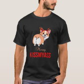 Merry Kissmyass Funny Christmas Reindeer Corgi Dog T-Shirt (Vorderseite)