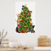 Merry Kitty Christmas Tree Print Poster (Küche)