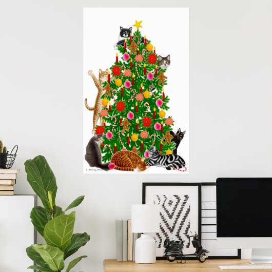 Merry Kitty Christmas Tree Print Poster (Heimbüro)