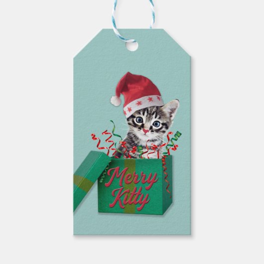 Merry Kitty, Frohe Weihnachten Geschenkanhänger (Vorderseite)