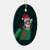 Merry Kitty, Frohe Weihnachten Keramik Ornament (Rechts)