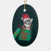 Merry Kitty, Frohe Weihnachten Keramik Ornament (Links)
