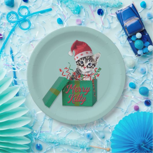 Merry Kitty, Frohe Weihnachten Pappteller (Party)