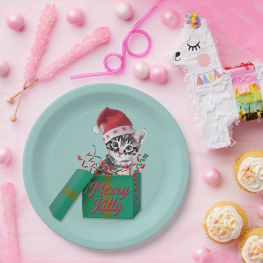 Merry Kitty, Frohe Weihnachten Pappteller (Party)