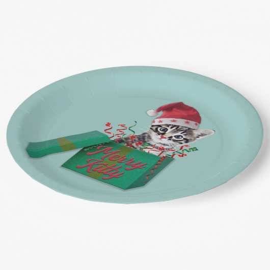 Merry Kitty, Frohe Weihnachten Pappteller (Schrägansicht)