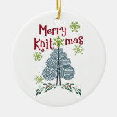 Merry Knitmas und Garnbaum Knitting Holiday Deco Keramik Ornament (Vorne)