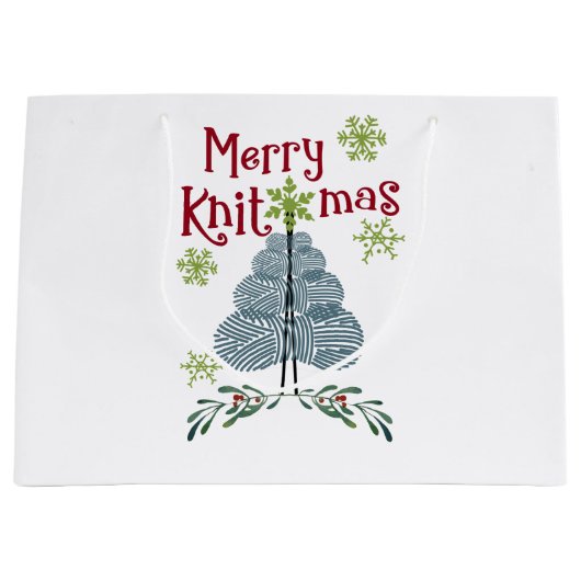 Merry Knitmas Weihnachtskitten Große Geschenktüte (Vorderseite)