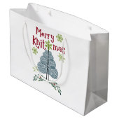 Merry Knitmas Weihnachtskitten Große Geschenktüte (Rückseite Schrägansicht)