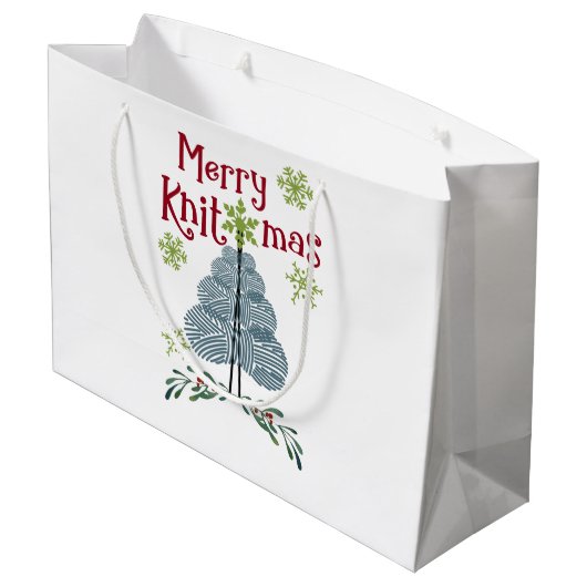Merry Knitmas Weihnachtskitten Große Geschenktüte (Rückseite Schrägansicht)