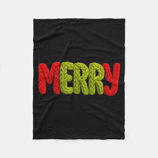Merry Knitted Letters Crochet Xmas Pajamas Holiday Fleecedecke (Vorderseite)