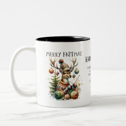 Merry Knittmas Weihnachten stürzen Zweifarbige Tasse (Links)
