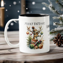 Merry Knittmas Weihnachten stürzen Zweifarbige Tasse