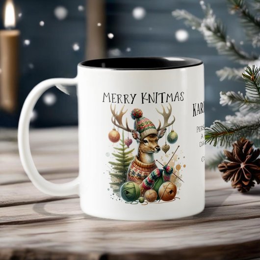 Merry Knittmas Weihnachten stürzen Zweifarbige Tasse
