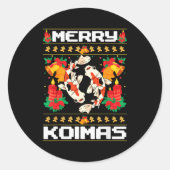 Merry Koima's Koi Fish Ugly Christmas Xmas Party Runder Aufkleber (Vorderseite)