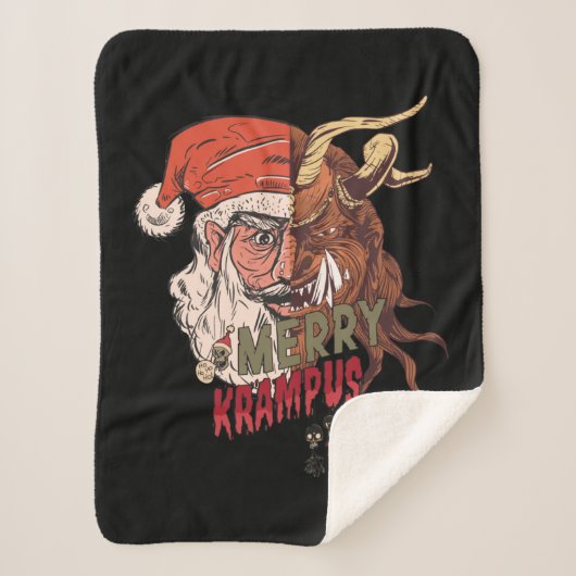 Merry Krampus Beängstigend Santa Horror Weihnachte Sherpadecke (Vorderseite)