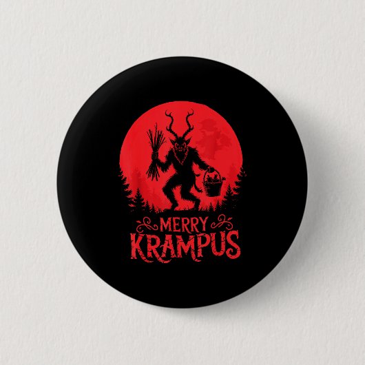 Merry Krampus Christmas Xmas Horror Ugly Sweater E Button (Vorderseite)