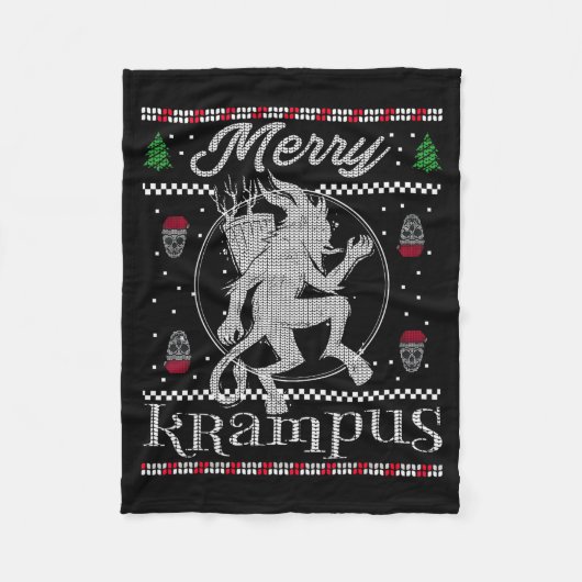 Merry Krampus Christmas Xmas Horror Ugly Sweater E Fleecedecke (Vorderseite)