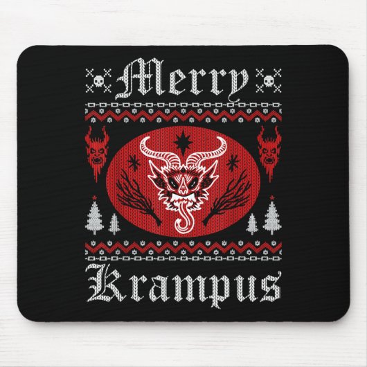 Merry Krampus Christmas Xmas Horror Ugly Sweater E Mousepad (Vorne)